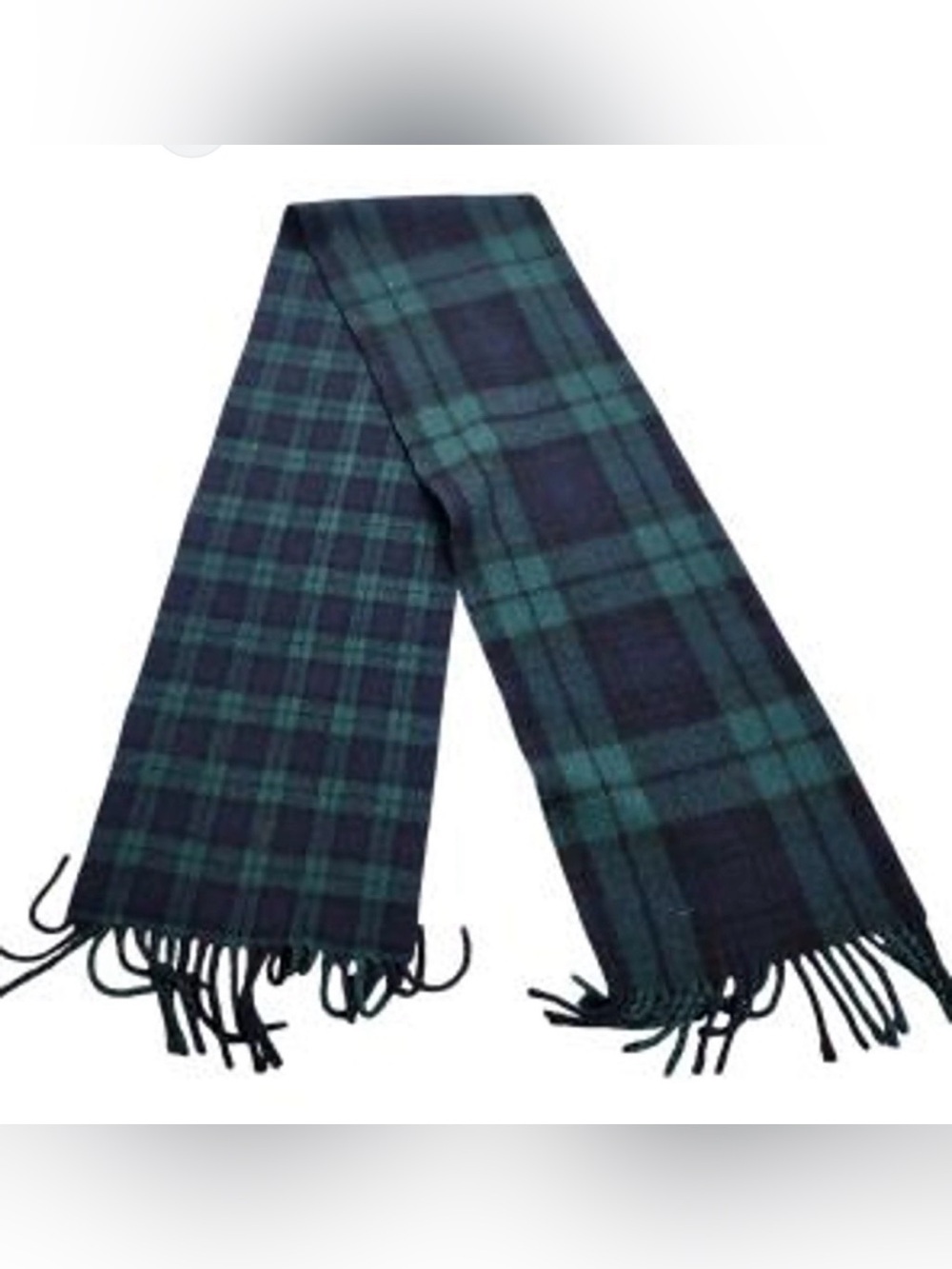 Vintage 100% Cashmere Black Watch Tartan Scarf – Hand Tailored, Made in Germany